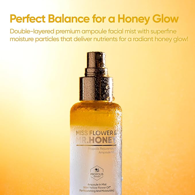 BANILA CO Miss Flower & Mr Honey Propolis Ampoule Mist | Nourishing Skin Double Layer & Moisturizing Makeup Fixer Setting Spray | Hydration Boost, Radiant Glow Serum (99ml / 3.34 fl oz)-BrightBean Baby