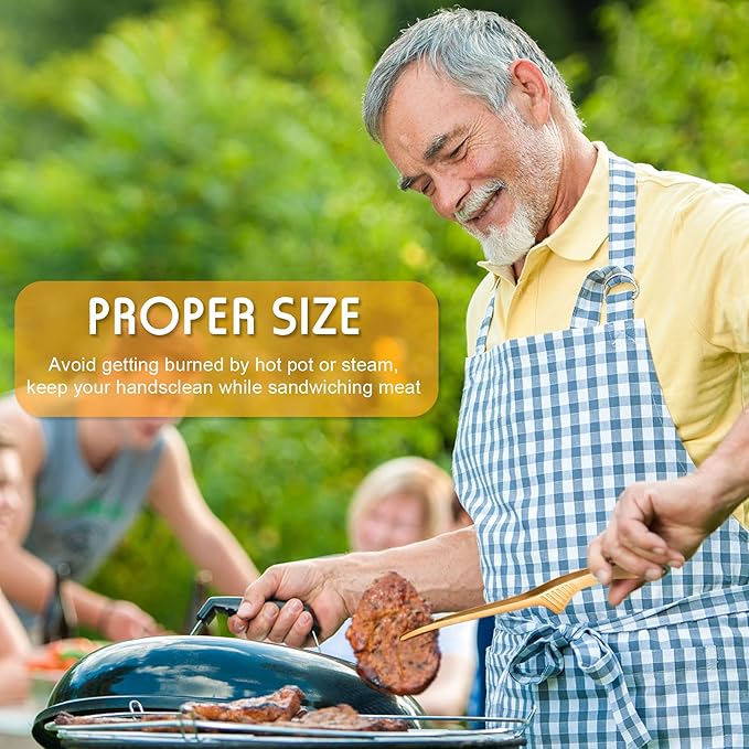 Patelai Korean and Japanese BBQ Tongs Non Slip Cooking Utensils Stainless Steel Tongs for Serving Food, Salad, Camping, Barbecue, Buffet, Oven with Support Stand(Gold,2 Pieces)