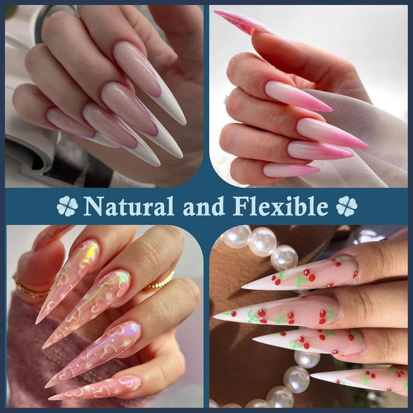 Stiletto Nail Tips Extra Long 240Pcs Pre-shaped Full Cover Fake Nail Tips No Filed Soft Gel Stiletto Acrylic Nails for Soak Off Nail Extension Nail Art DIY 12Sizes-BrightBean Baby
