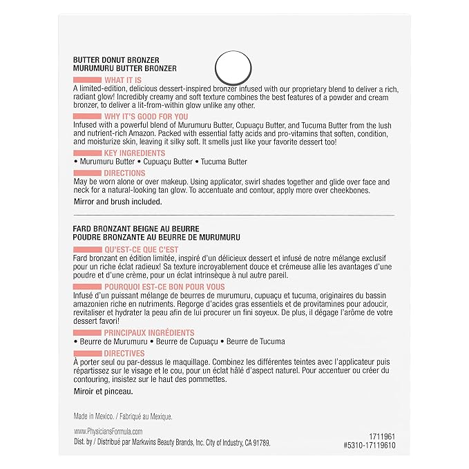 Physicians Formula Murumuru Butter Cheat Day Donut Bronzer, Lightweight, Cruelty-Free, For Sensitive Skin, Dark Shimmer Cream Bronzer, 0.38Oz, Sprinkles-BrightBean Baby