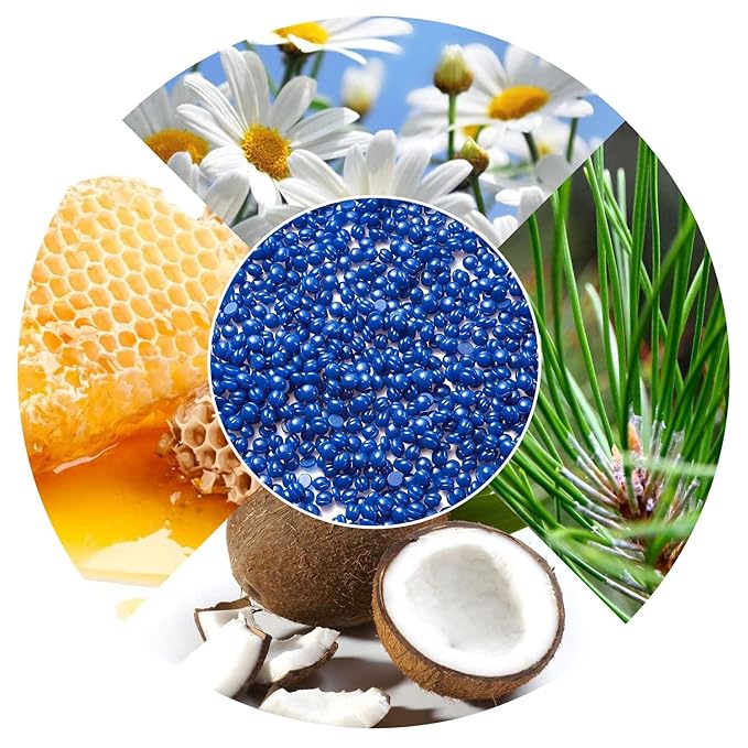 Hard Wax Beads for Hair Removal, Yovanpur Wax Beads for Sensitive Skin, Har Wax Beans for Coarse Hair, Waxing beads for Face, Eyebrow, Body, Bikini, Brazilian At Home 300g (10 Oz)/bag (Blue)-BrightBean Baby