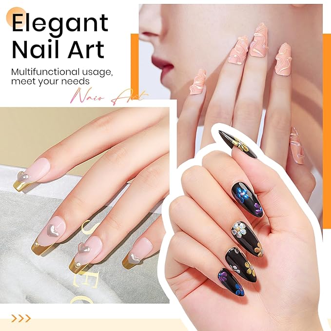 MIZHSE Solid Builder Gel - 1 oz Clear Non Stick Hand Hard Gel with 6 Colors Chrome Nail Powder and Nail Form Extension Kit for Salon and Home DIY-BrightBean Baby