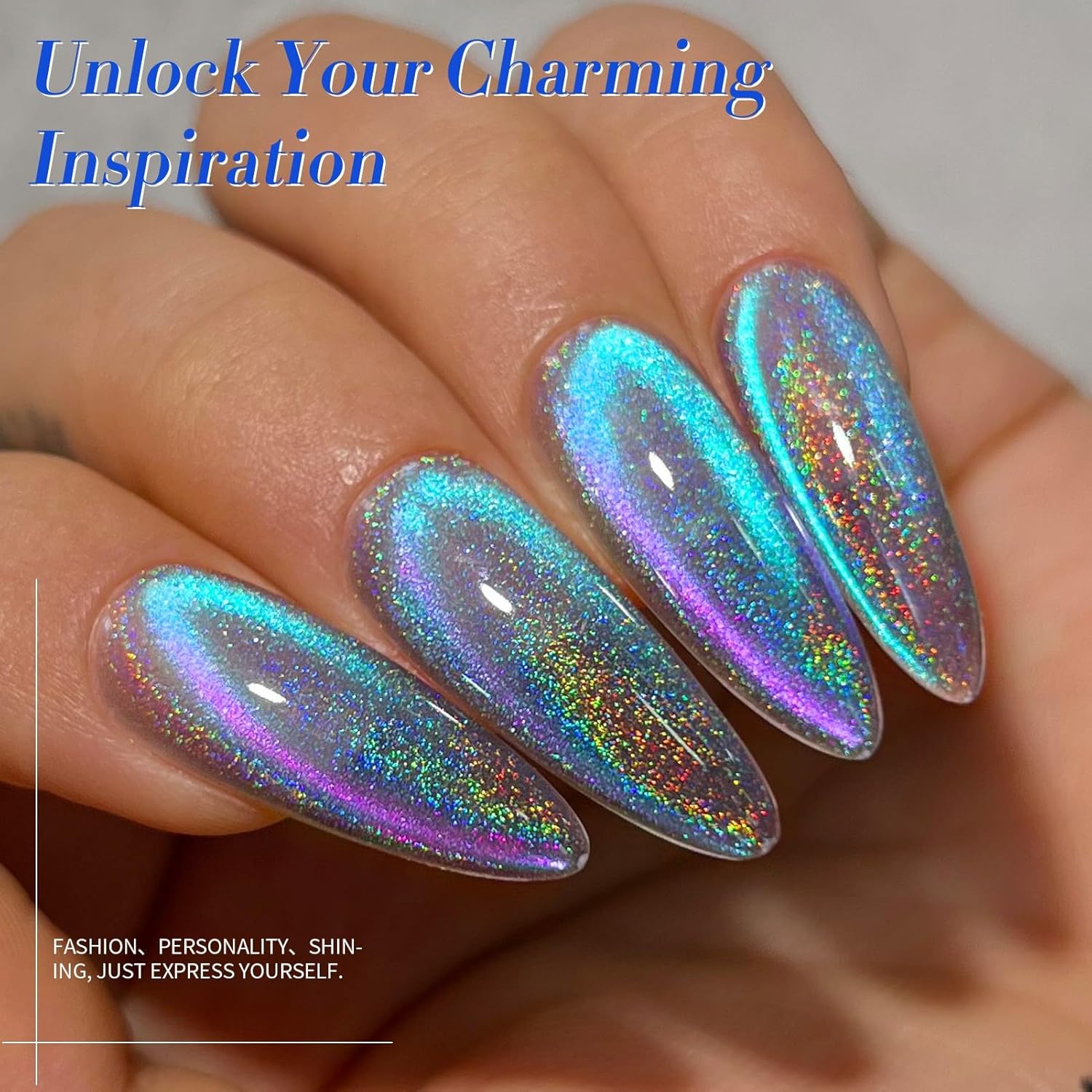 Born Pretty 9D Cat Magnetic Eye Gel Nail Polish Holographic Rainbow Gel Polish Blue Purple Soak Off U V LED Gel Polish Nail Art Design Manicure Salon DIY Home 15ML-BrightBean Baby