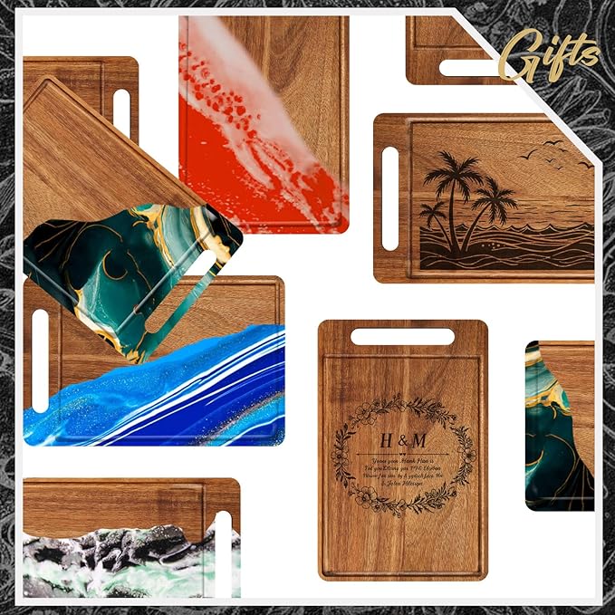 Nuenen 40 Pcs Bulk Wood Cutting Board with Handle 12 x 7.8 Inch Acacia Bamboo Wooden Kitchen Serving Chopping Boards for Pizza, Bread, Charcuterie, Fruit, Vegetables (Acacia)