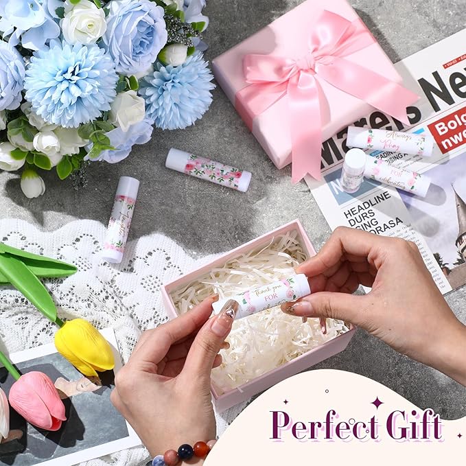 30 Pcs Wedding Lip Balms Bulk Wedding Bridal Shower Favors for Guests Wedding Souvenirs Moisturizing Floral Lip Balm Thank You Gifts for Bachelorette Party Bridesmaid Baby Shower, Pink Flower-BrightBean Baby