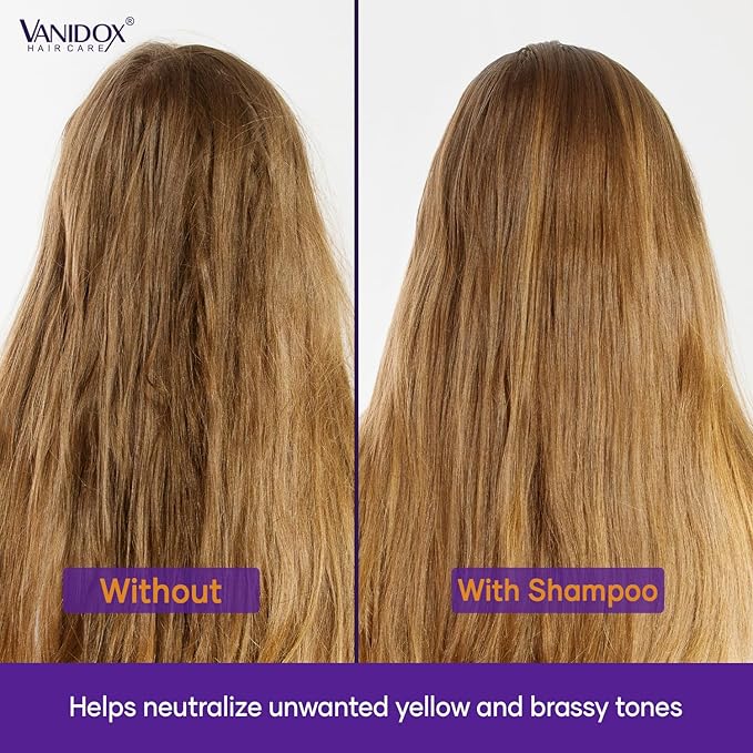 Sulfate Free Brass Toning Purple Shampoo for Blondes, Brown Highlighted, or Bleached Hair, Infused with Purple Rice Extract, Hyaluronic Acid, Vitamin E, and Chamomile Extract (16 fl oz)-BrightBean Baby