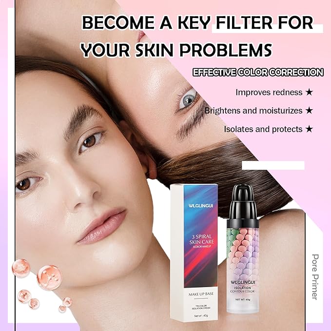 One Step Color Corrector,Tri-Color Color Correcting Facial Serum,Moisturizing Color Changing Foundation,Oil Control Tinted Moisturizer Isolation Cream for Face Makeup Primer Base-BrightBean Baby