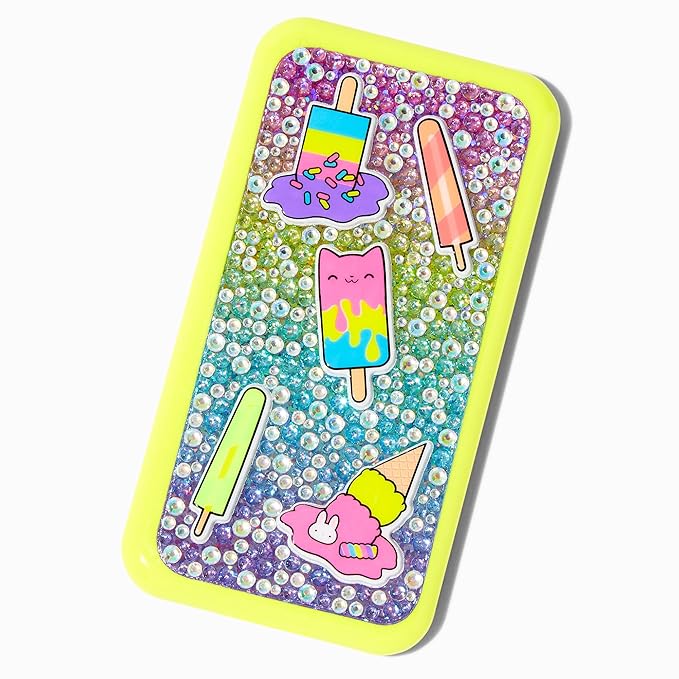 Claire's Makeup Kits - Glittery Bright Yellow Cell phone Shaped Eyeshadow and Lip Kit for Girls - Perfect For Young Girls!-BrightBean Baby