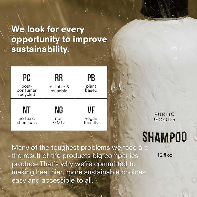 Public Goods Shampoo for Women & Men | Natural Gentle Shampoo to Cleanse & Nourish All Hair Types | Made with Organic Essential Oils | Sulfate & Paraben Free | Vegan | Made in Canada | 12 Fl Oz Bottle-BrightBean Baby