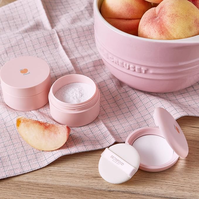 SKINFOOD Peach Cotton Multi Finish Powder 5g - Korean Peach Extract & Calamin Sebum Control Face Powder - Silky Setting Powder - Setting Powder for Oily Skin - Sweet Peach Scent for Soft Skin-BrightBean Baby