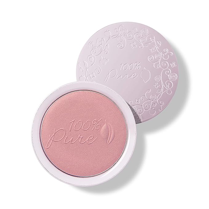 100% PURE Powder Blush (Fruit Pigmented), Chiffon, Soft Shimmery Finish, Nourishes Skin w/Rosehip Oil, Cocoa Butter, Natural Makeup (Soft Pink) - .32 oz-BrightBean Baby