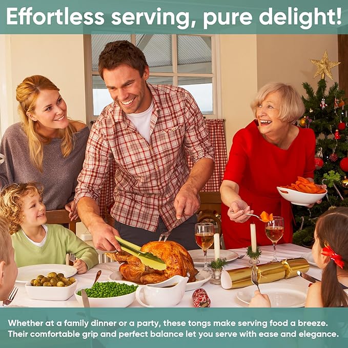 Gold Buffet Tongs 9'' Inches Serving Tongs Heavy Duty Stainless steel Kitchen and BBQ Utility Tong Pack of 12 (Gold, 9inch)