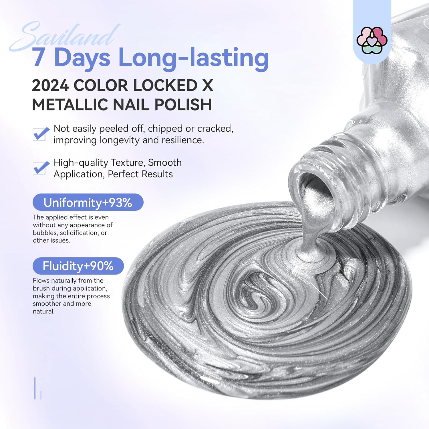 SAVILAND Silver Metallic Nail Polish: Chrome Nail Polish Air Quick Dry,10 ml Regular Fingernail Polish for Nail Art,Holographic Nail Art Polish for Finger Toe Manicure Nail Design Girls Home Salon-BrightBean Baby