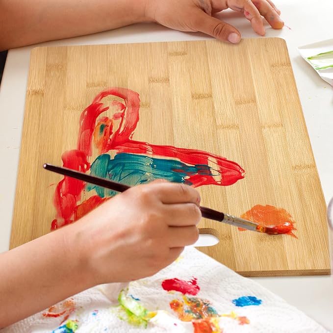 Vesici 18 Pack Bamboo/Wood Cutting Board with Handles Bulk Plain Blanks Laser Engraving Chopping Board for Customized Engraving Gifts Crafts Christmas Keepsakes(Bamboo,9.5''x13.5'')