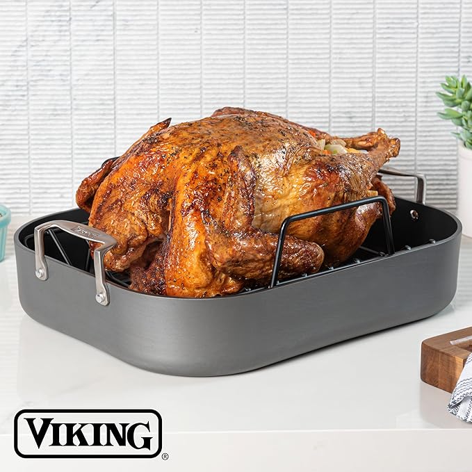 Viking Hard Anodized Roasting Pan 16x13 with Rack & Carving Set