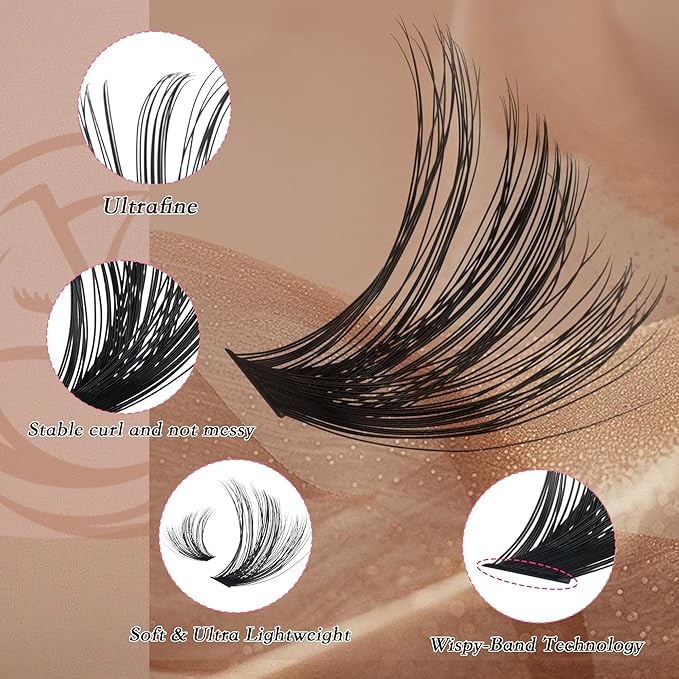 Bombshell Lash Clusters - Eyelash Clusters 20D+30D+40D+50D+60D+80D Wispy Individual Lashes D Curl Lash Extension 10-18MM Natural Lash Clusters DIY Cluster Eyelash Extensions for Beginners-BrightBean Baby