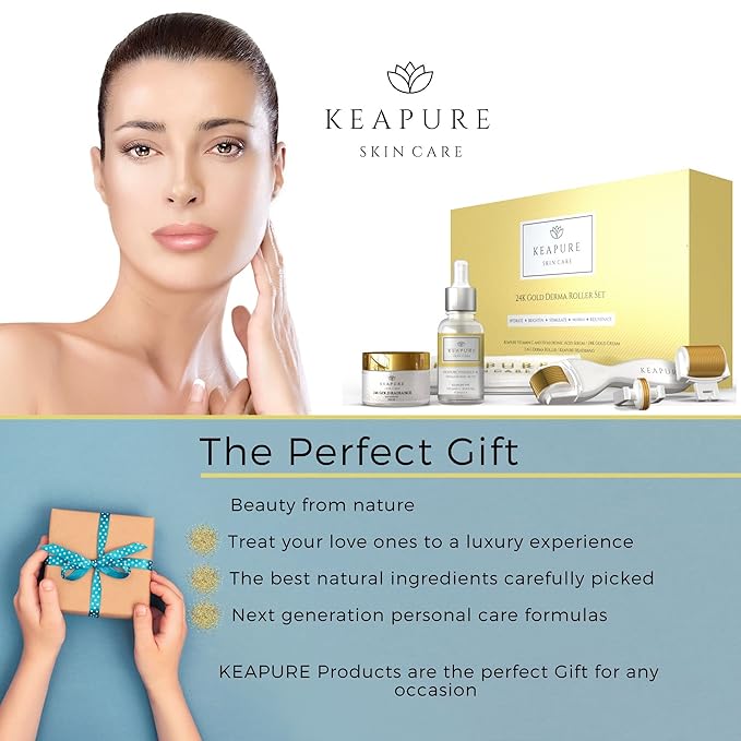 Derma Roller Kit for Face, Body, Stretch Marks - Skin Care Kit 540 Microneedle Roller Heads 180-Eyes, 600-Face,1200-Body | 30gm Moisturizing Cream and 25% Vitamin C Serum | Microneedling Roller Set-BrightBean Baby