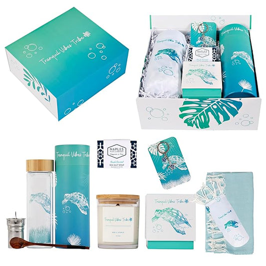 Tranquil Vibes Tribe™ Gift Set | Gifts for Women | 7 Piece Set | Hand Picked Beautifully Packaged | Luxury Spa Gift Featuring Naples Soap Company-BrightBean Baby