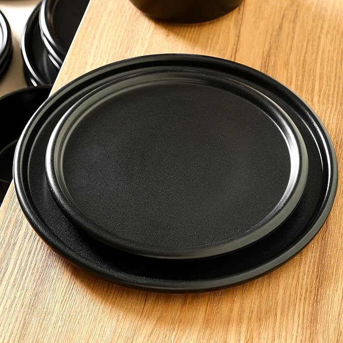 Stone Lain Eden 4-Piece Salad Plate Set Stoneware, Black