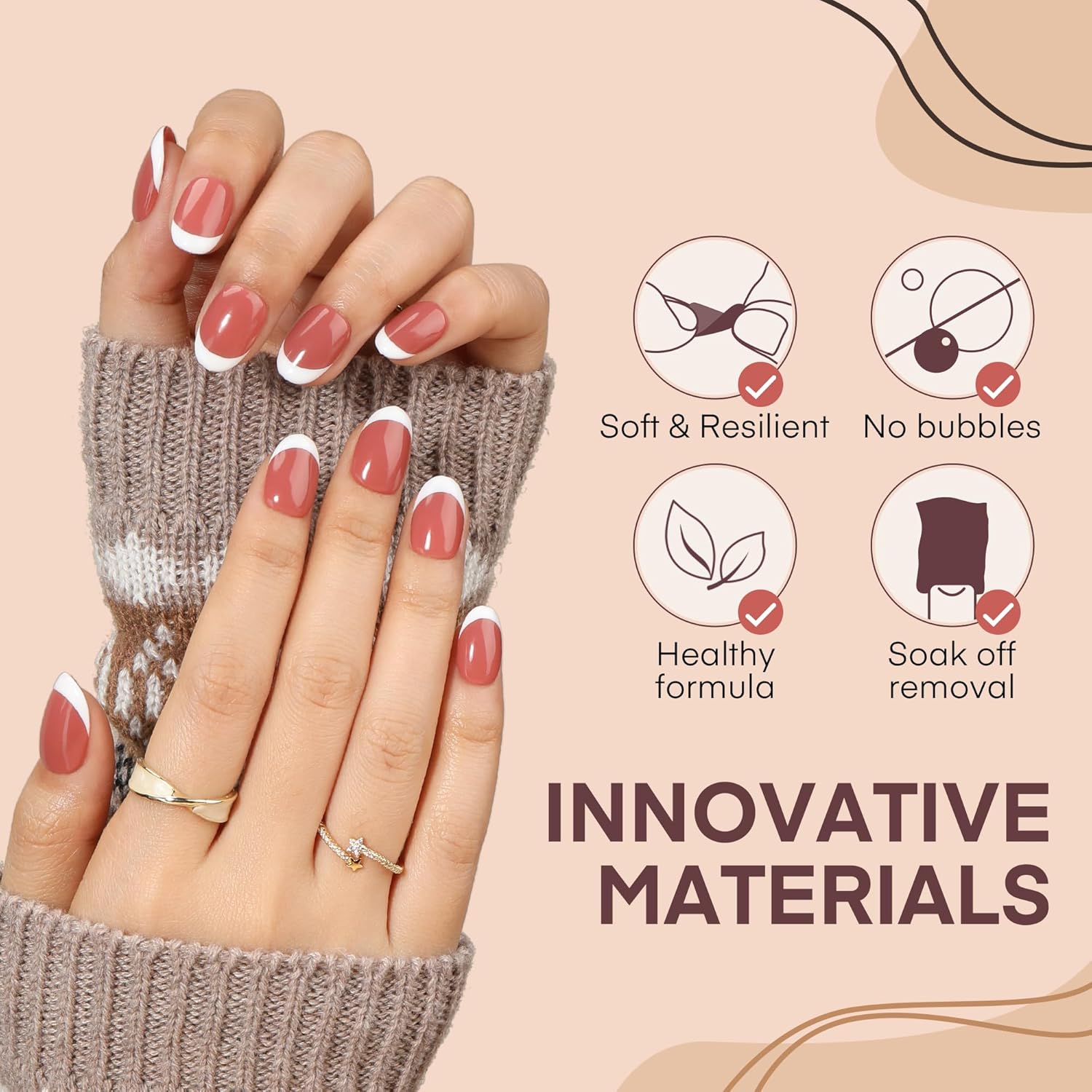 Short Oval Round Nail Tips, 504Pcs Pre-shaped Gel Short Nail Tips Oval Shape, 15 Sizes Half Matte Clear Almond Acrylic False Nails No Need File for Nail Extension DIY Salon-BrightBean Baby