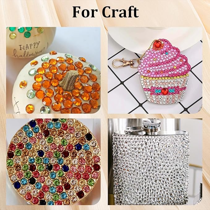 Colorful Face Gems for Makeup Set, Flatback Gorgeous Charming AB Glass Rhinestone with Makeup Glue+Picker Pencil+Tweezer for Eye Body Hair Make-up and Nail Art Deco-BrightBean Baby