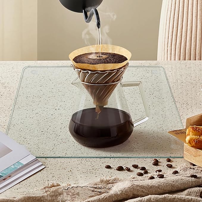 Tempered Glass Cutting Board for Kitchen, Clear Glass Board for Countertop, with Non-Slip Feet, Heat Resistant, Large Size 12x16" 2Pcs, Small Size 12x8" 2Pcs