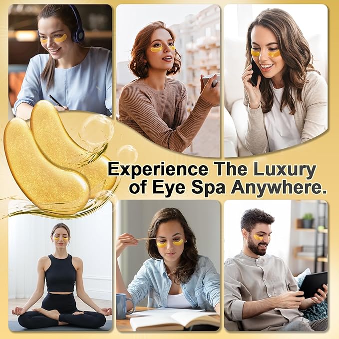 Under Eye Patches (25 Pairs) - 24K Gold Eye Masks Enriched with Abundant Collagen | Diminish Dark Circles and Puffiness | Anti-Aging, Smooth Fine Line, Nourish Skin - Gifts for Women Skin Care-BrightBean Baby