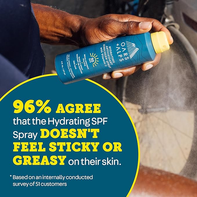 Oars + Alps Hydrating SPF 30 Sunscreen Spray, Naturally Derived Skin Care Infused with Vitamin C and Antioxidants, Water and Sweat Resistant, 6 Oz, 1 Pack-BrightBean Baby