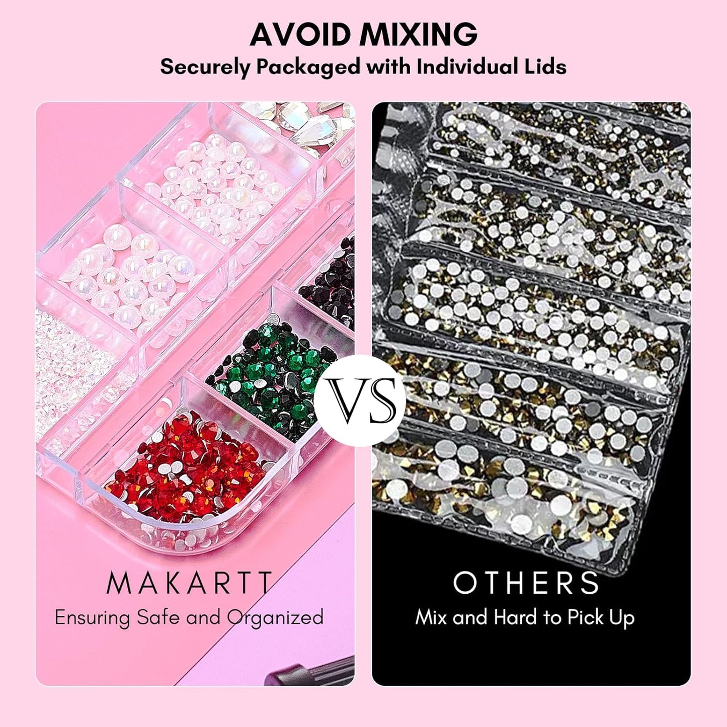 Makartt Rhinestone Glue Kit, 8ml Gel With Brush Pen Tip, Mixed Color Rhinestones, Pearls, Diamonds & Iridescent Crystals for Nail Art, DIY Home Decor, Christmas Design-BrightBean Baby
