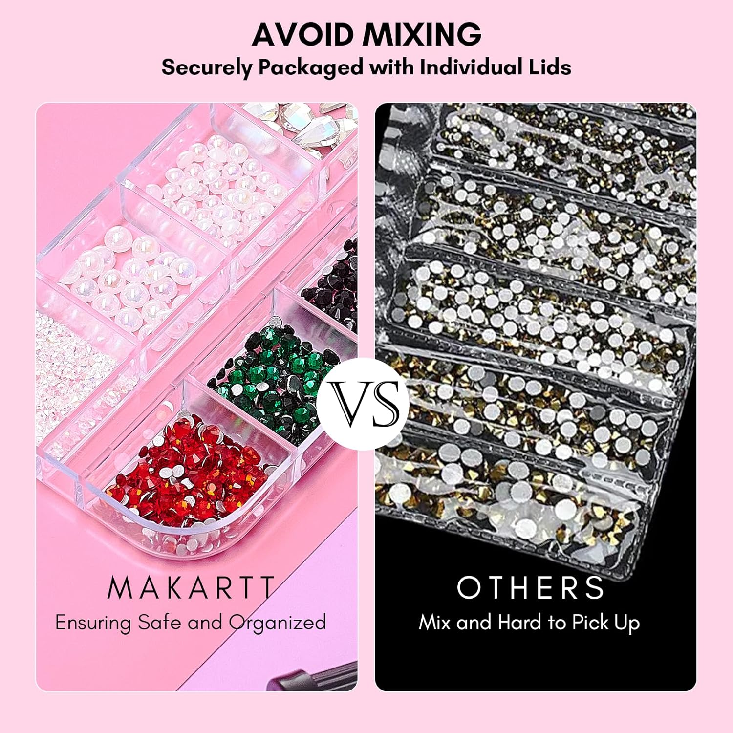 Makartt Rhinestone Glue Kit, 8ml Gel With Brush Pen Tip, Mixed Color Rhinestones, Pearls, Diamonds & Iridescent Crystals for Nail Art, DIY Home Decor, Christmas Design-BrightBean Baby