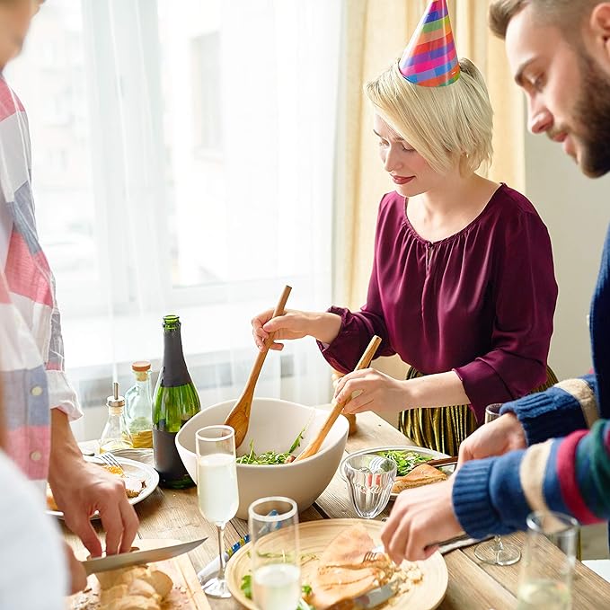 DOWAN Large Mixing Bowls, Ceramic Serving Bowls, 3.2 Quart Deep Salad Bowls, 105 Oz White Fruit Bowls for Modern Home, Set of 2