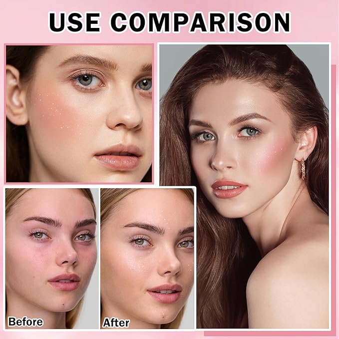 Oil Control Loose Powder Makeup Pink Translucent Setting Powder Shimmer Long Lasting Lightweight Polvo Traslucido Maquillaje Para Mujer Face Powder Makeup - 02 Pink Shimmer-BrightBean Baby