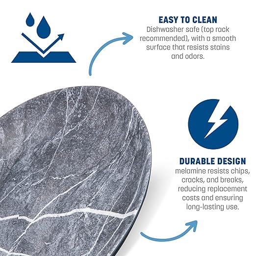 Carlisle FoodService Products Ridge Reusable Plastic Plate Dinner Plate for Home and Restaurant, Melamine, 10.5 Inches, Soapstone