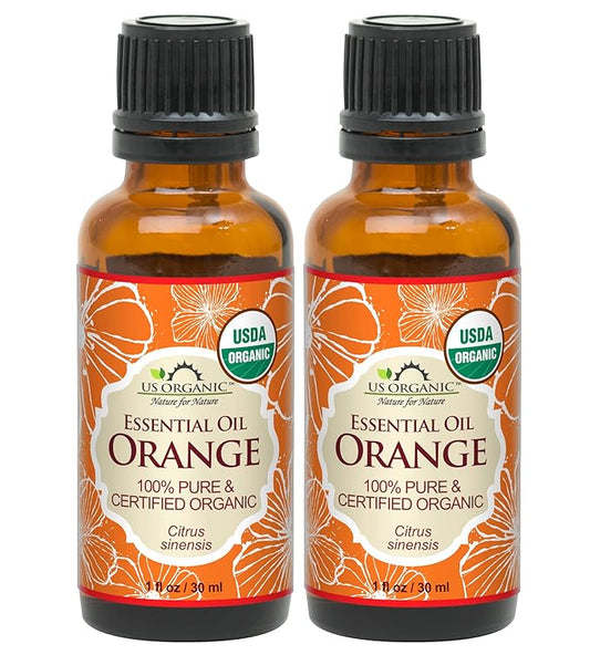 US Organic 100% Pure Sweet Orange Essential Oil - USDA Certified Organic - 30 ml Pack of 2 - w/Improved caps and droppers (More Size Variations Available)-BrightBean Baby