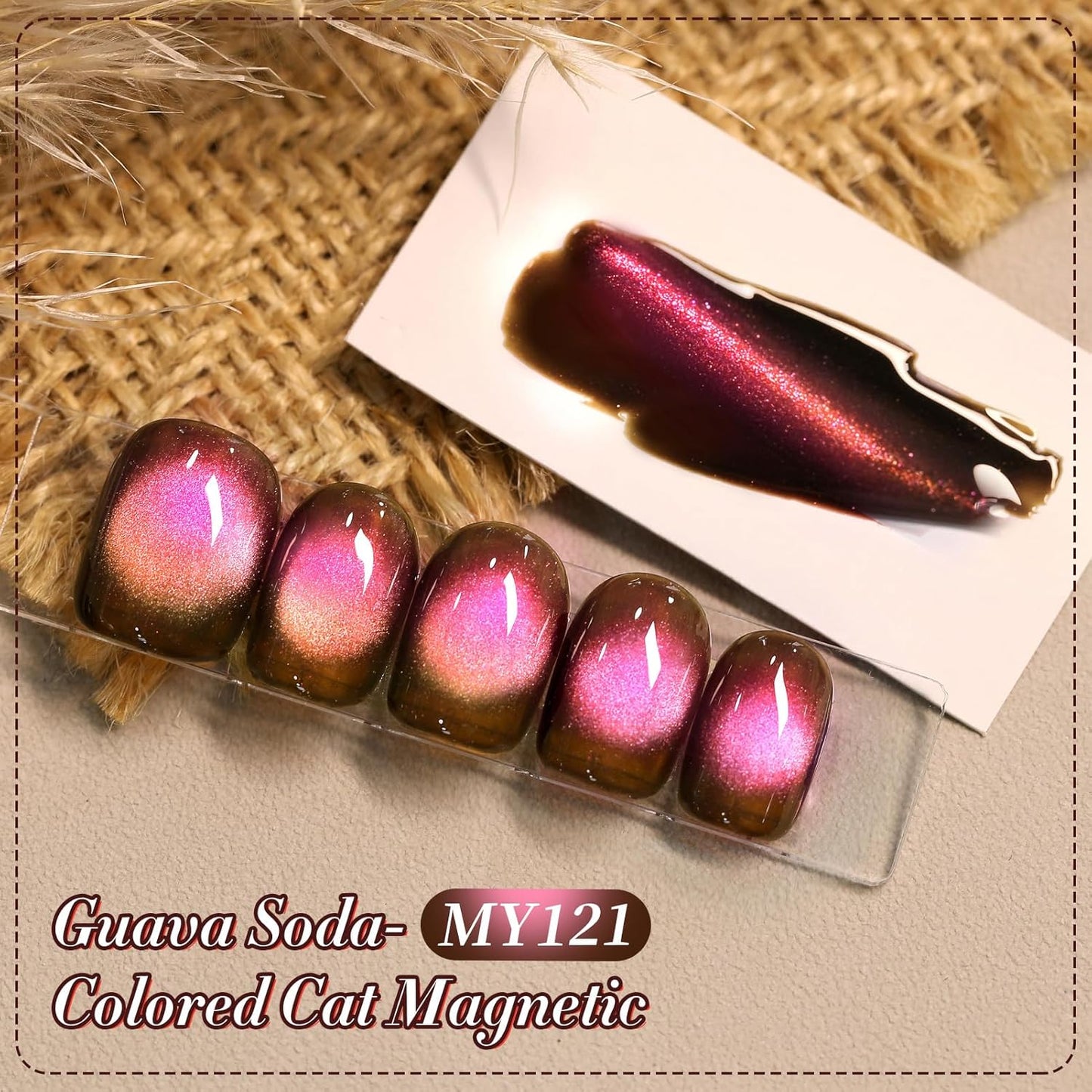 Born Pretty 15ML Cat Magnetic Eye Gel Polish, Pink Brown Gel Nail Polish Fall Winter Cat Holographic Magnetic Nail Polish Nail Art Manicure Salon DIY at Home-BrightBean Baby