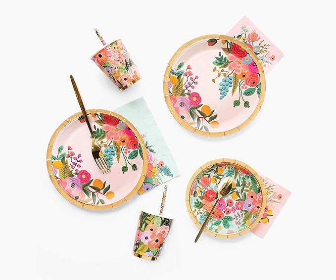RIFLE PAPER CO. Garden Party Large Plates, Vibrant Floral Design, Perfect for Parties and Celebrations, Durable and Stylish Tableware to Add a Fun, Elegant Touch to Any Event or Gathering