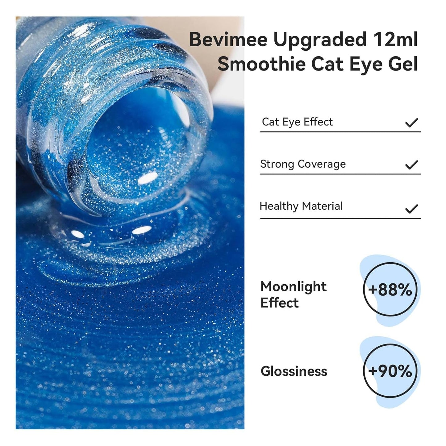 Moonlight Cat Eye Gel Nail Polish 12ML Blue Glitter Magnetic Gel Polish Velvet Ceramic Effect Crystal Shimmer Cateye Soak Off Manicure Salon At Home 1Pc-BrightBean Baby