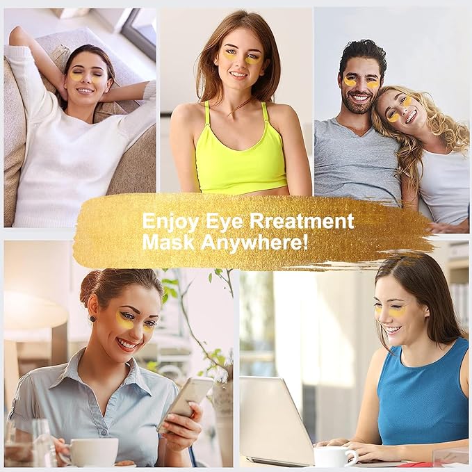 24k Gold Under Eye Patches, Eye Masks for Puffy Eyes 60 pcs, for Dark Circles and Puffiness, Hydrating Eye Mask Skincare, Eye Gel Pads for Eye Bags and Wrinkles Under Eye Treatment-BrightBean Baby