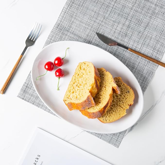 Porcelain Serving Platters, 12 Inch Large Serving Trays, Oval Serving Plates for Dessert Appetizers Meat/Entertaining/Party, Set of 3, White