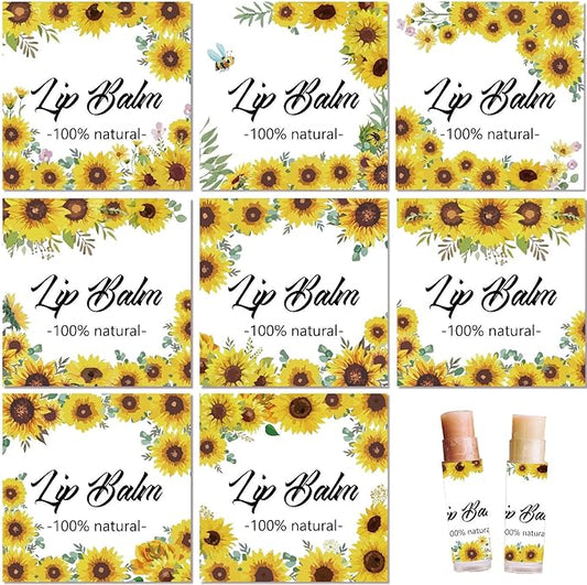 CRASPIRE 80Pcs 8 Styles Lip Balm Sticker Sunflower Self-Adhesive Homemade Lip Balm Labels Vintage Square DIY Plant Label Stickers for Lip Balm Containers Cosmetics Lipsticks-BrightBean Baby