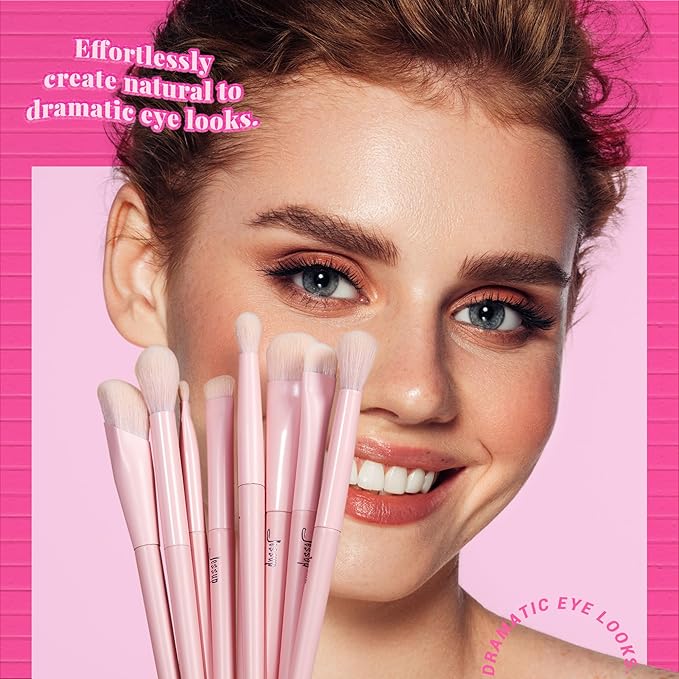 Jessup Pink Makeup Brushes Set 14Pcs Make up Brushes Premium Vegan Foundation Concealer Blush Eyeshadow Eyeliner Powder Highlighter Blending Face Brush Set with Gift Box, T495-G-BrightBean Baby