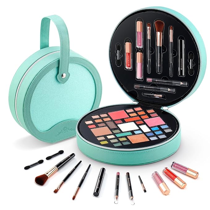 Color Nymph All In One Makeup Kit For Teens With Portable Cosmetics Bag, Multiple Makeups For Begginers As Christmas,New Year,Birthday Gift Included 38-Colors Eyeshadows Lipglosses Brushes(Green)-BrightBean Baby