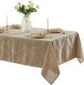 Newbridge Barcelona Luxury Damask Fabric Tablecloth, 70” Extra Wide x 144” Rectangle, Golden Beige, 100% Polyester, No Iron, Soil Resistant Dining Room, Party and Banquet Table Cover