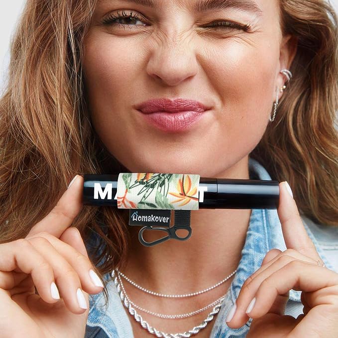 4 Pack Compact Clip-On Chapstick Holder Lip Balm Holder Keychain, Premium Release Clip Elastic Sleeves Lip Gross Holder Keychain Clip On Lipstick Sleeve, Fits Most Standard Lip Balm-BrightBean Baby