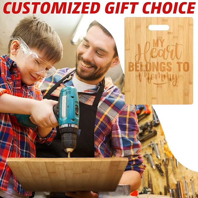 Vesici 18 Pack Bamboo/Wood Cutting Board with Handles Bulk Plain Blanks Laser Engraving Chopping Board for Customized Engraving Gifts Crafts Christmas Keepsakes(Bamboo,14''x11'')