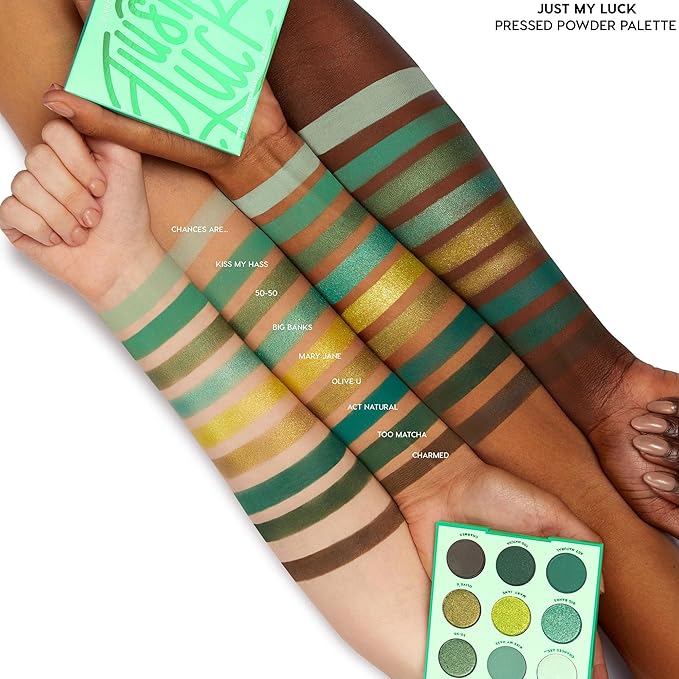 Colourpop Just My Luck Green Eyeshadow Palette - Green & Neutral Eyeshadow Palette with Matte & Metallic Finishes - High-Pigment Eye Makeup with a Long-Wearing Formula (0.3 oz)-BrightBean Baby