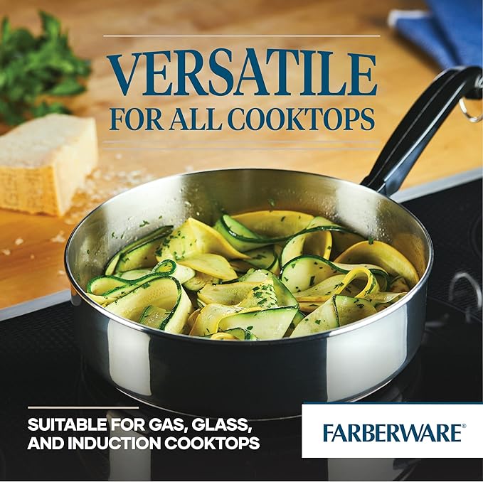 Farberware Classic Stainless Steel Saute Pan 2.75 Qt with Lid - Frying Pan