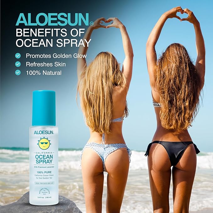 Ocean Spray | Pure California Sea Salt Water Face Mist Infused with Organic Lavender Essential Oil for Tanning | Hair & Scalp Exfoliating Solution | Facial Moisturizer | Travel Size 3.4 Fl Oz-BrightBean Baby