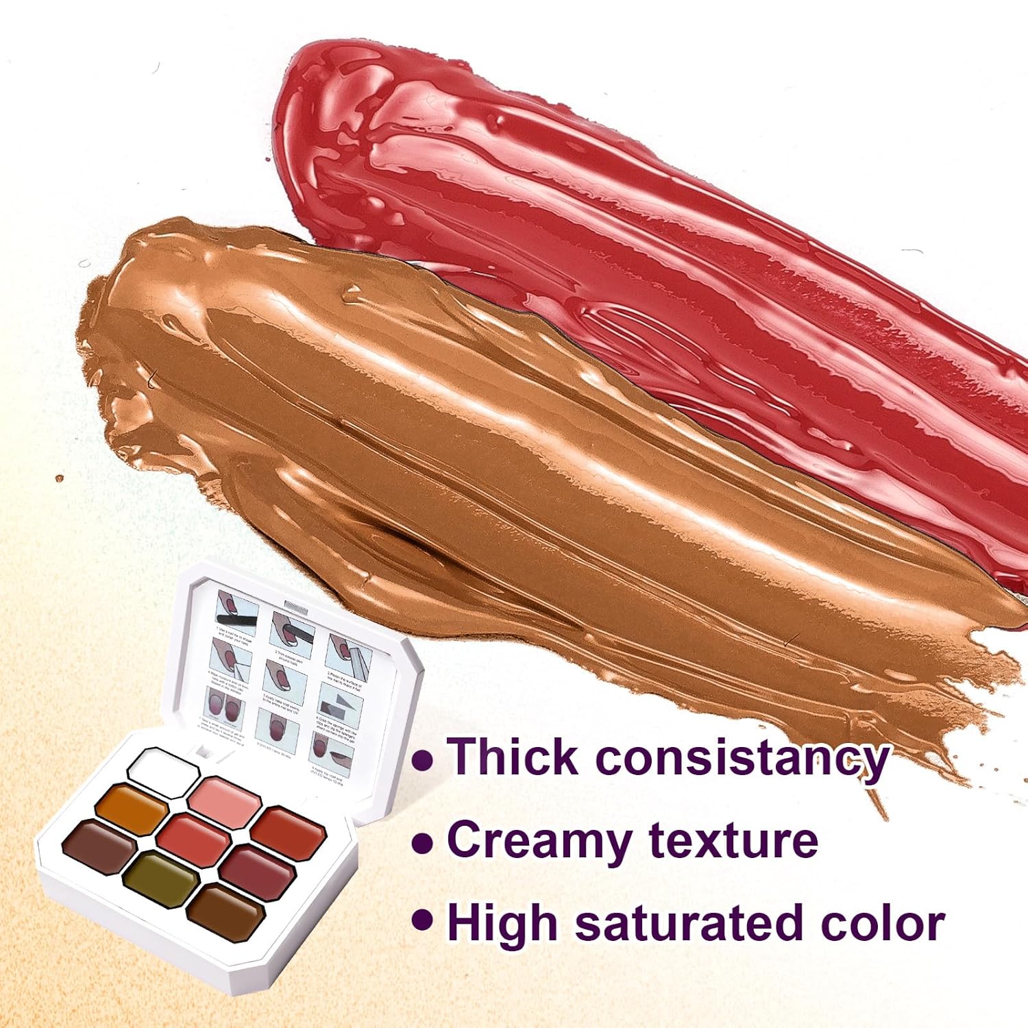 Gradient Painting Gel, 9 Colors Ombre Gel Nail Polish Dark Beown Green for Pigment Pat Aura Nails, French Manicure DIY Nail Art Long Lasting Soak od UV Home Salon Palette Ancient City-BrightBean Baby