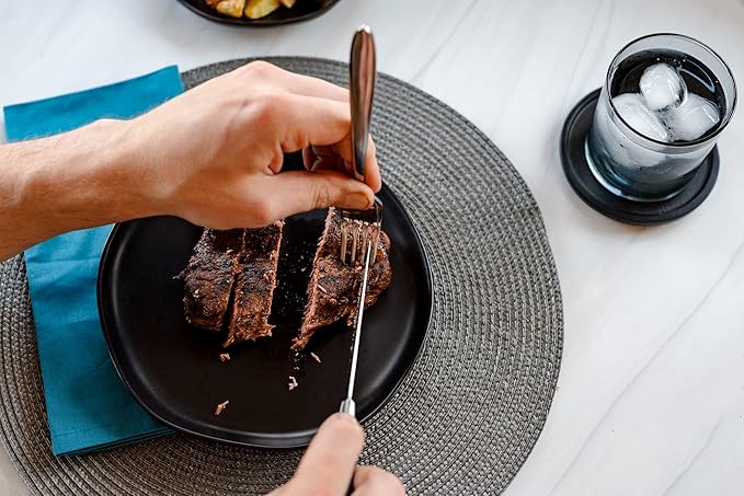 DURA LIVING 4-Piece Serrated Kitchen Steak Knife Set – Forged High Carbon Stainless Steel, Ultra Sharp, Ergonomic Black Handles, Durable Dinner Knives, Cream Handle